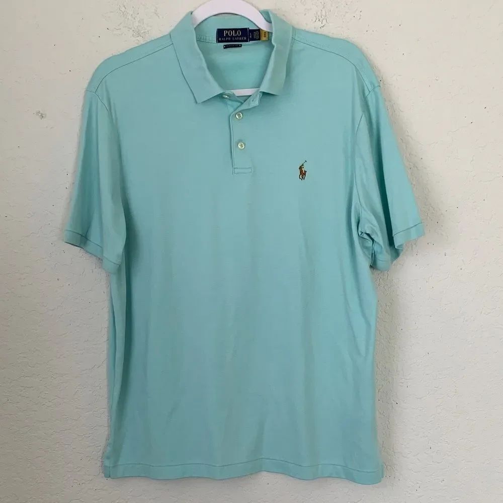 Polo by Ralph Lauren Classic Fit Men's Cotton Aqua Polo Shirt Size L